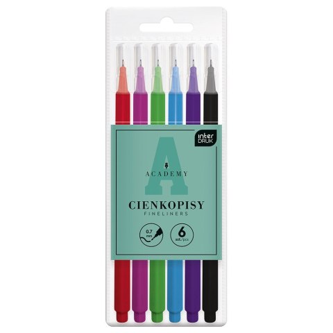 Cienkopis ACADEMY wkład mix 0,7mm 6kol. Interdruk (5902277350046)