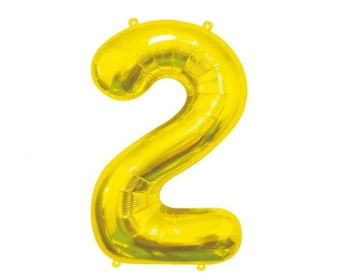 Balon foliowy Cyfra 2, złota, 85 cm 85cal Godan (BC-HZL2)