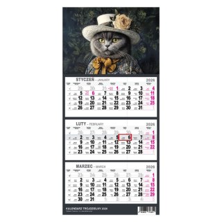 Kalendarz ścienny KOT A5 210mm x 450mm Press