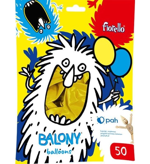 Balon gumowy metaliczny żółty 12cal Fiorello (170-2656)