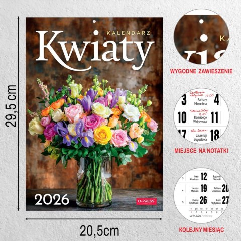 Kalendarz ścienny A4 KWIATY A4 x 300mm Press (5904830713466)