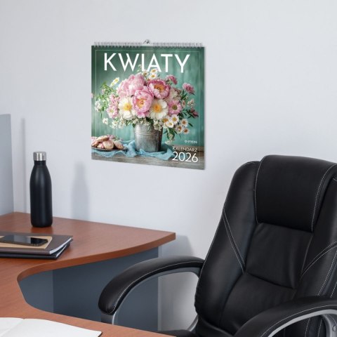 Kalendarz ścienny WIELOPLANSZOWY KWADRAT KWIATY 330mm x 330mm Press (16K)
