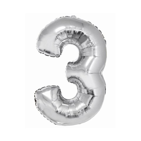 Balon foliowy Smart cyfra 3 srebrna 76cm Godan (CH-SSR3)