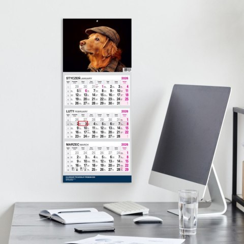 Kalendarz ścienny PREMIUM trójdzielny A4 Press (PIES)