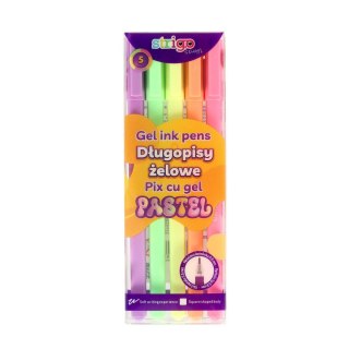 Długopis żelowy Pastel żelowy 5kol wkład mix 0,8mm Strigo (SSC424)