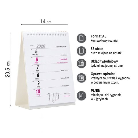 Kalendarz biurkowy A5 A5 Press (TYGODNIOWY)