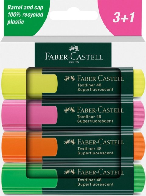 Zakreślacz Neon 4 kol. wkład mix 1,0-5,0mm Faber Castell (254844 FC)