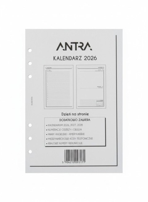 Wkład do organizera kalendarz a5 DNS Antra (2026)