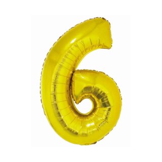 Balon foliowy Smart cyfra 6 złota 76cm Godan (CH-SZL6)