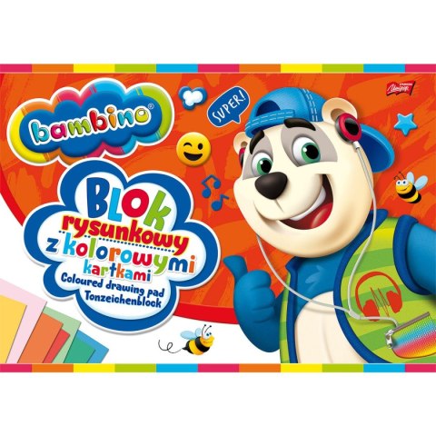 Blok rysunkowy Bambino A4 kolorowy 80g 16k [mm:] 210x297 Unipap