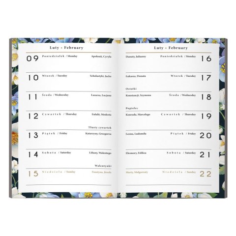 Kalendarz książkowy (terminarz) miękka oprawa FLOWERS A6 Interdruk (64 stony)