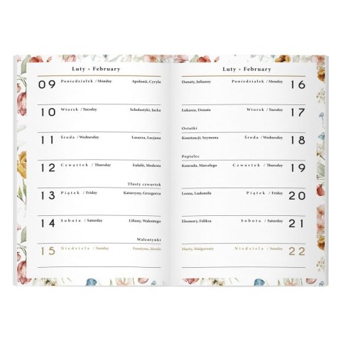 Kalendarz książkowy (terminarz) miękka oprawa FLOWERS A6 Interdruk (64 stony)