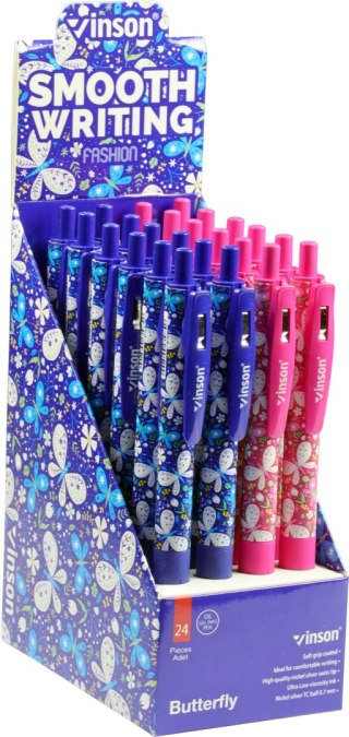 Długopis olejowy BUTTERFLY 520 MOTYLE wkład niebieski 0,7mm Vinson