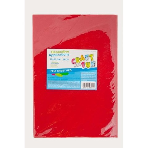 Ozdoba filcowa 20x30x5szt czerw 20x30 Craft with Fun (439307)