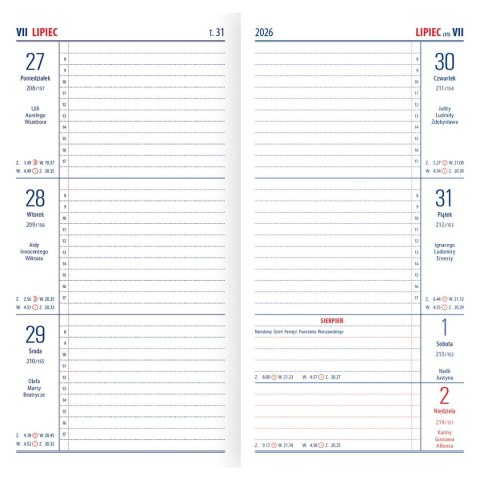 Kalendarz książkowy (terminarz) TENOROS 102mm x 193mm Wydawnictwo Telegraph (N2)