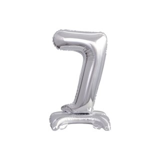 Balon foliowy cyfra 7 stojąca 38cm, srebrny Godan (BC-ATS7)