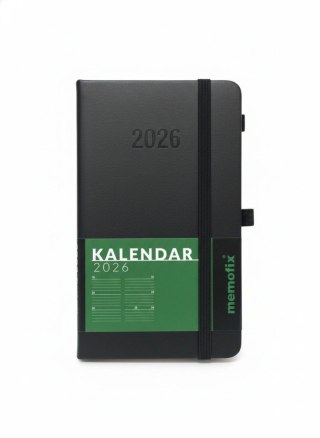 Kalendarz książkowy (terminarz) 2026 MEMOFIX TDW A5 Antra (CZARNY)