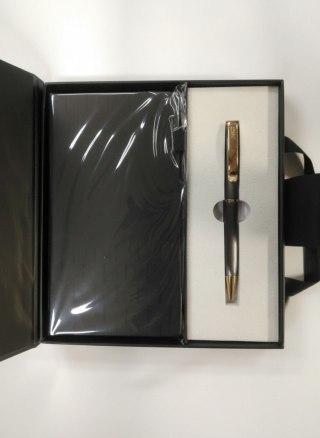 Zestaw piśmienniczy PREMIUM CLASSIC GRAFITOWO-ZŁOTY DŁUG.+NOTES W ETUI PREMIUM Cresco (8300232-CL05)