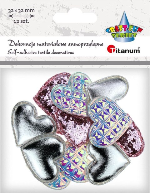 Ozdoba materiałowa Craft-Fun Series serca samoprzylepne Titanum (2324050-pink)