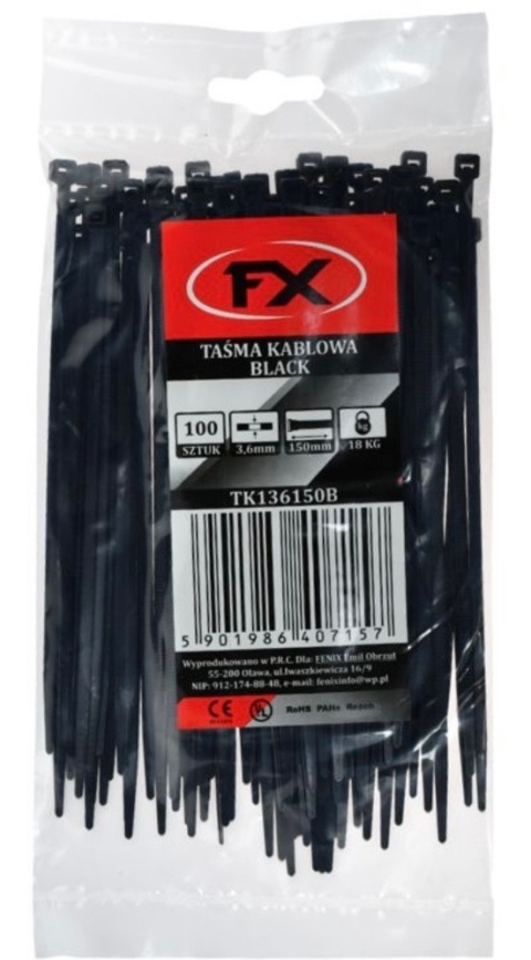 Taśma Kablowa 3.6 x 370 Black
