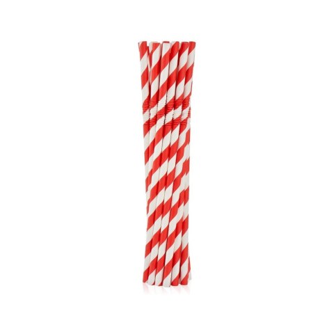 Słomka papierowe, łamane, czerwone paski 6x200 mm/12szt. 12 szt Godan (RP-LC12)