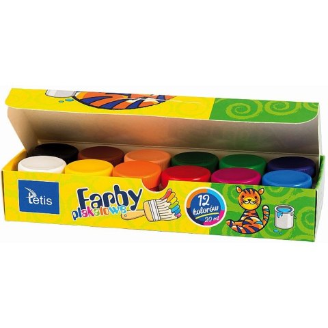 Farby plakatowe kolor: różne 20ml 12 kolor. Tetis (KF001-D)