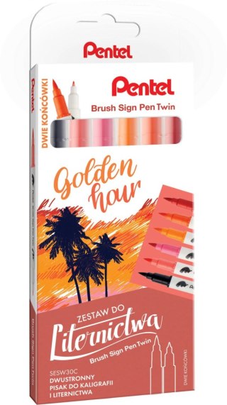 Flamaster Pisak BRUSH GOLDEN HOUR 6 szt 6 kol. Pentel (SESW30C-ST6 GHPL)