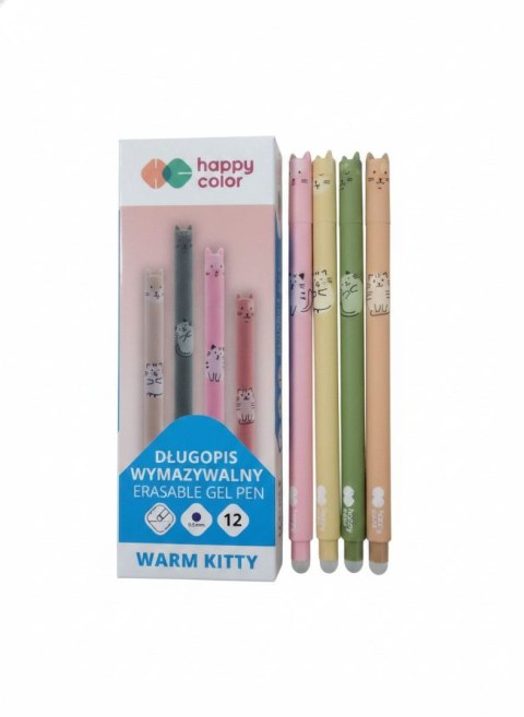 Długopis wymazywalny Warm Kitty wkład niebieski 0,5mm Happy Color (HA 4120 01WK-3)