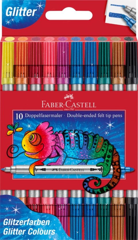 Flamaster dwustronny brokatowy 10 kol. Faber Castell (151107 FC)
