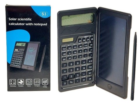 Kalkulator na biurko z czarnym tabletem LCD do notowania, z rysikiem Adar (627147)