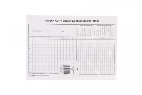 Druk kartonowy Roczna karta ewidencji obecności w pracy A4 Stolgraf (k52)