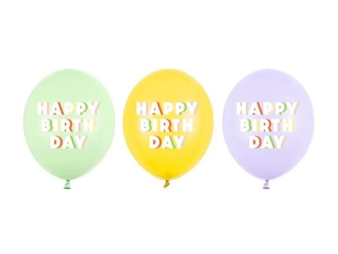 Balon gumowy Happy Birthday, mix mix 300mm Partydeco (SB14P-350-000)