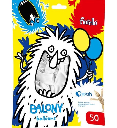 Balon gumowy metal biały 10cal Fiorello (170-2739)
