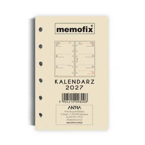 Wkład do organizera kalendarz A6 2027 [mm:] 105x148 Antra (TDW)