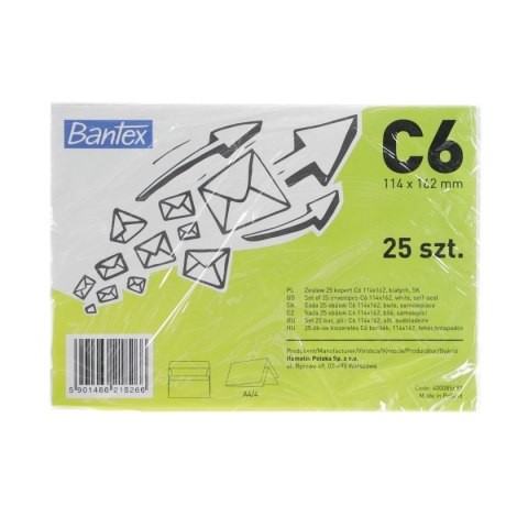 Koperta SK C6 biała Bantex (400085697) 25 sztuk