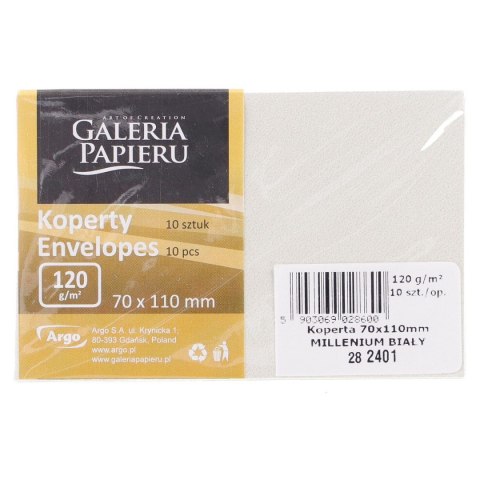Koperta millenium biała [mm:] 70x110 Galeria Papieru (282401) 10 sztuk