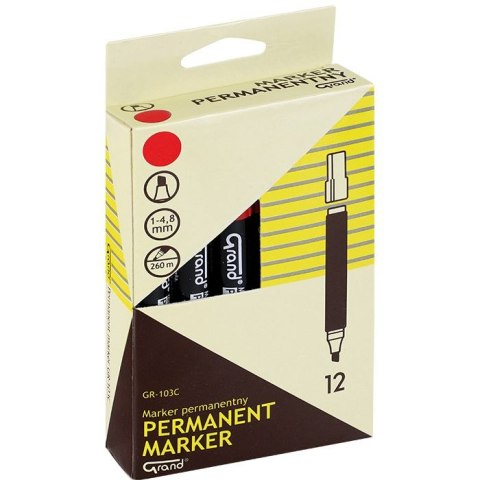 Marker permanentny GR-103C wkład czerwony 1,0-5,0mm ścięta końcówka Grand