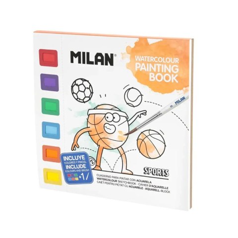 Kolorowanka Sports z farbami akwarelowymi Milan (5721AL16SPT)