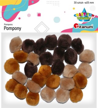 Pompony Craft-Fun Series akrylowe brązowy 30 szt Titanum (115 20 018)