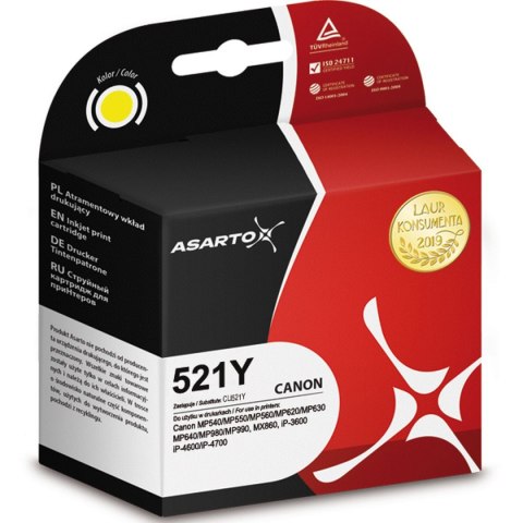Tusz (cartridge) alternatywny Canon CLI521Y yellow 9ml Asarto (AS-C521Y)