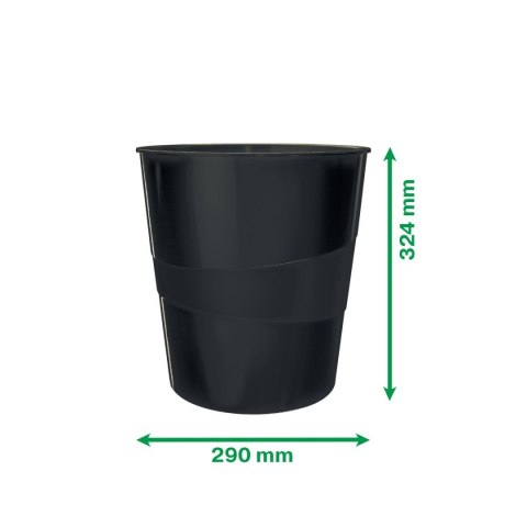 Kosz na śmieci Recycle plastik kolor: czarny 15L Leitz (53280095)