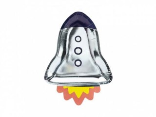 Talerz jednorazowy Kosmos - Rakieta, 21,5x29,5 cm (1 op. / 6 szt.) papier 6 szt Partydeco (TPP48)