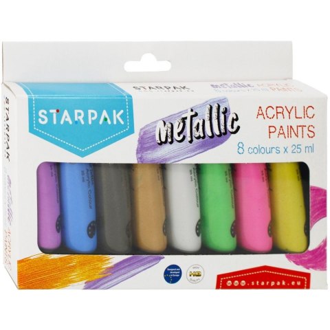 Farba akrylowa 8kolx 25ml, metalik kolor: mix 25ml Starpak (484980)