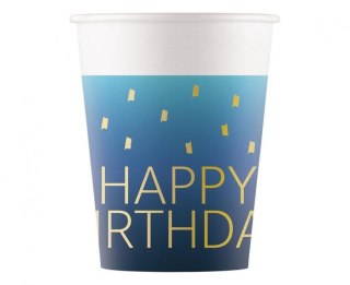 Kubek jednorazowy Blue Happy Birthday, Decorata papier 200ml Godan (96621)