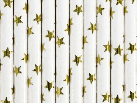 Słomka papierowe, złoty, 19.5cm 10 szt Partydeco (SPP5M-019)