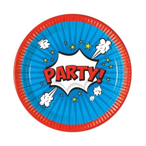 Talerz jednorazowy Boom Party papier śr. 230mm 8 szt Godan (94166)