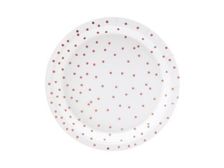 Talerz jednorazowy Kropki, biały papier śr. 180mm 6 szt Partydeco (TPP53-008)