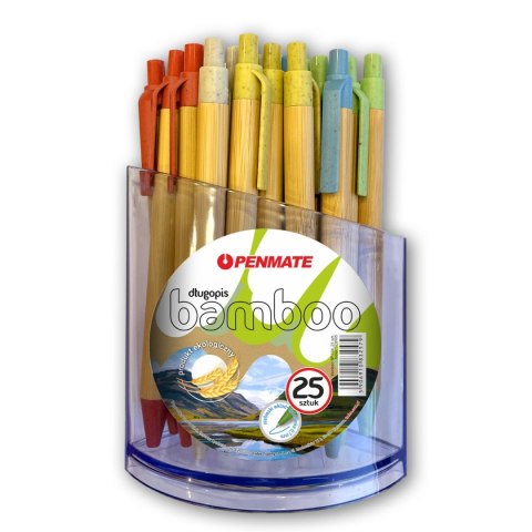 Długopis BAMBOO 25szt w displ 5906910832579 wkład niebieski 0,7mm Penmate (TT8905)