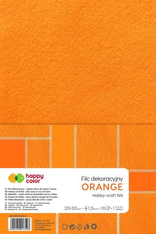 Filc kolor: pomarańczowy 10 ark. [mm:] 200x300 Happy Color (HA 7150 2030-4)