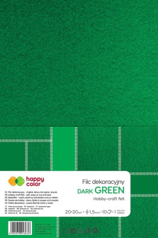 Filc kolor: zielony ciemny 10 ark. [mm:] 200x300 Happy Color (HA 7150 2030-52)
